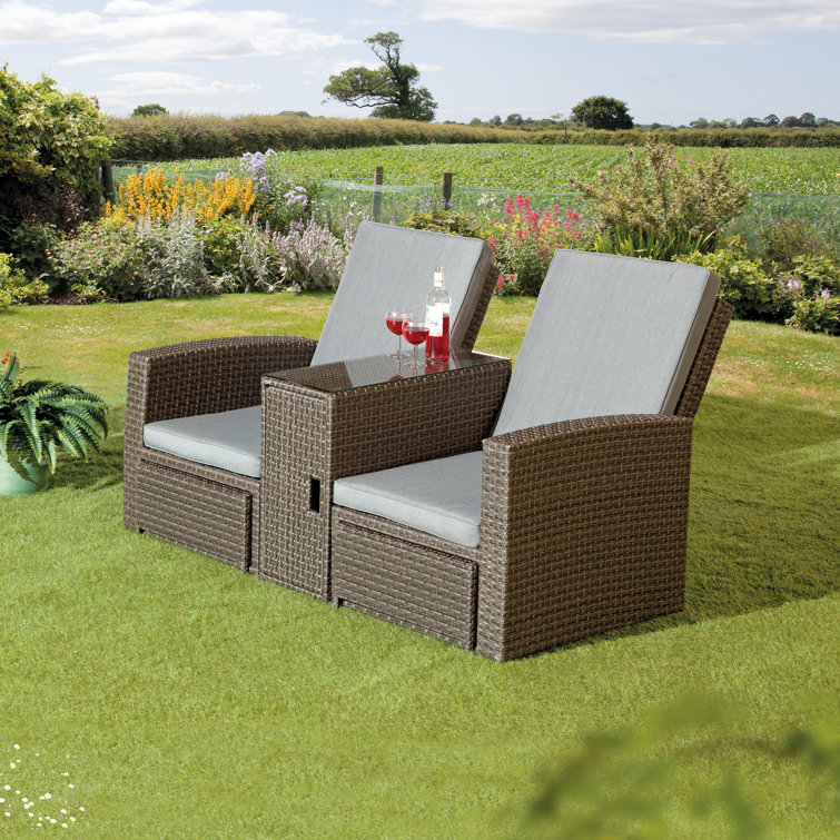 Garten Living 2Sitzer LoungeSet Inouye aus Polyrattan Wayfair.de